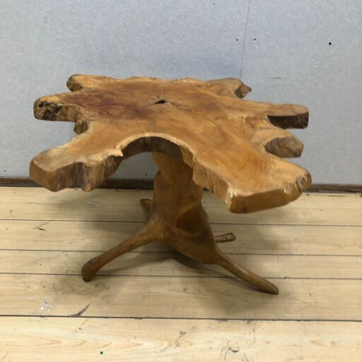 天然木 一枚板 ローテーブル サイドテーブル 無垢材 天然形状 流木風 ナチュラル家具 カフェ風　【糸島市内 送料無料】250809-10