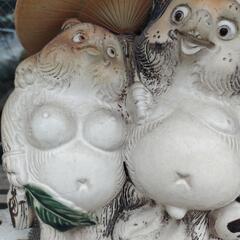 相合い傘たぬきの画像