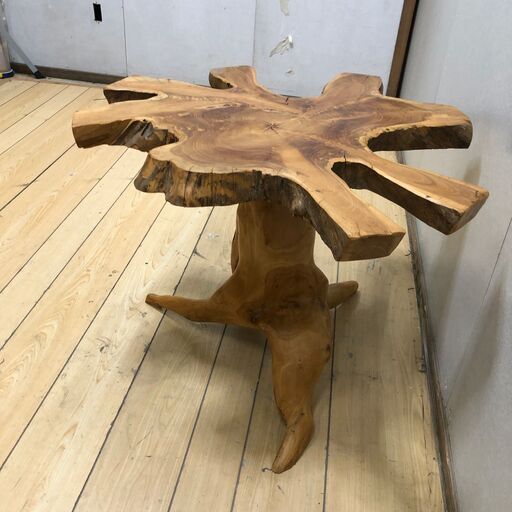 天然木 一枚板 ローテーブル サイドテーブル 無垢材 天然形状 流木風 ナチュラル家具 カフェ風【糸島市内 送料無料】　②　250809-11