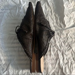 ZARA 編みこみサンダル　ポインテッドトゥ　ミュール　40 25.0cmの画像