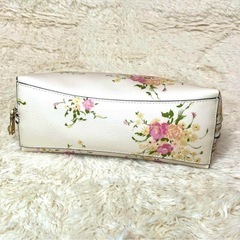 COACH コーチ ポーチ 花柄 リボン 白ゴールド 小物入れ コスメの画像