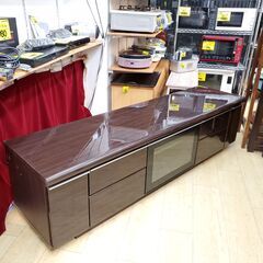 幅175cm ニトリ/NITORI ポスティア ローボード テレビボード ダークブラウン 木目 鏡面仕上げ 引出し4個 扉3枚 定価59990円■奥行45㎝×高さ45.5㎝■近隣配送無料 買取帝国 朝霞店の画像