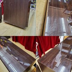 幅175cm ニトリ/NITORI ポスティア ローボード テレビボード ダークブラウン 木目 鏡面仕上げ 引出し4個 扉3枚 定価59990円■奥行45㎝×高さ45.5㎝■近隣配送無料 買取帝国 朝霞店の画像