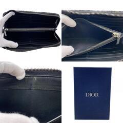 クリスチャンディオール Christian Dior 長財布 トロッター ラウンドファスナー ロゴ ネイビーの画像