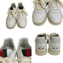 グッチ GUCCI 24.5～25.0 スニーカー GGスプリーム シェリー ローカット 816818 ホワイトの画像