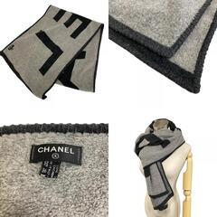シャネル CHANEL マフラー ロゴ ブラックの画像