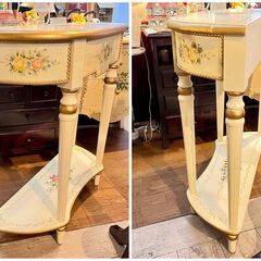 ITALY イタリア製 アンティーク トールペイント コンソールテーブル 引出し付 横幅91cm奥行33cm高さ88cm★買取帝国 志木店の画像