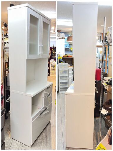 ニトリ ダリア 白色　ホワイト　食器棚 キッチンボード カップボード　幅80 ニトリ ダリア 白色 ホワイト 食器棚 キッチンボード カップボード 幅