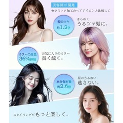 ヘアアイロン 新品 ストレート カール 28mm 布製プレート 2way ツヤ髪 白の画像