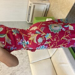 レジーナロマンティコ REGINA ROMANTICO 日本製 花柄 ストレッチ ジャージー ラップ風 ワンピース 36 S相当 ノースリーブ 膝丈 ピンク 送料無料の画像