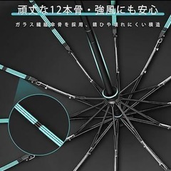 折りたたみ傘 大きいサイズ ワンタッチ 自動開閉 晴雨兼用 12骨 頑丈 黒の画像