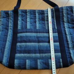 ハンドメイド　キルティングトートバッグ ストライプ和柄和モダン　パッチワーク柄の画像