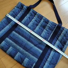 ハンドメイド　キルティングトートバッグ ストライプ和柄和モダン　パッチワーク柄の画像