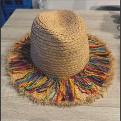 ビーチハット　麦わら帽子　海の画像
