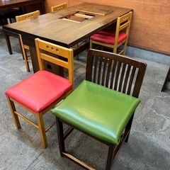 机と椅子 店舗用机 真ん中開き机 椅子 セット オフィス用の画像