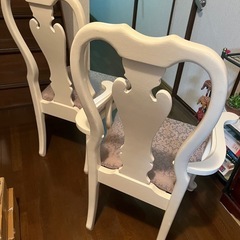 アンティークチェア　猫脚　肘付二脚、肘なし四脚の画像