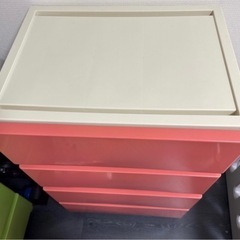 【美品】デコニー ワイドチェスト 4段 (ピンク)の画像