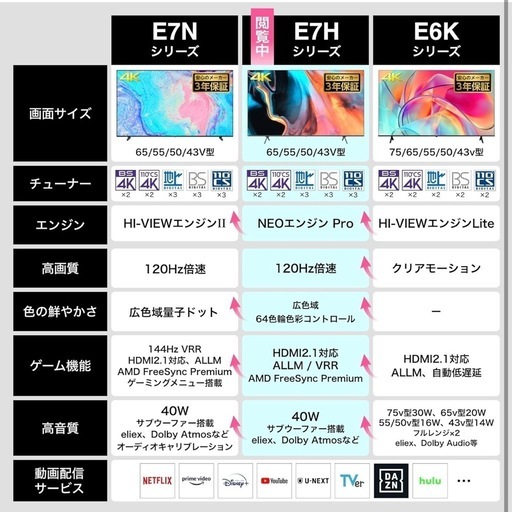 【8/31迄】ハイセンス　スマートTV 43型　4K対応
