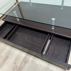 【ニトリ】ガラスセンターテーブル（引き出し3杯付き）の画像