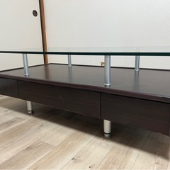 【ニトリ】ガラスセンターテーブル（引き出し3杯付き）の画像
