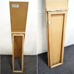 スタンドミラー　姿見鏡　大型鏡　ナチュラル　木製フレーム　スタイルミラー　高さ150x幅28x奥行5㎝の画像