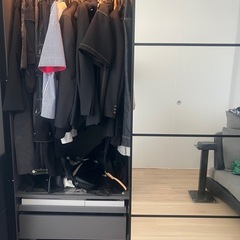 【超美品】IKEA PAX 扉は人気のミラー＆ダークグレー※解体、送料、組立込の画像