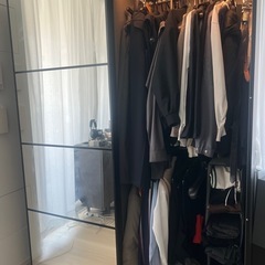 【超美品】IKEA PAX 扉は人気のミラー＆ダークグレー※解体、送料、組立込の画像