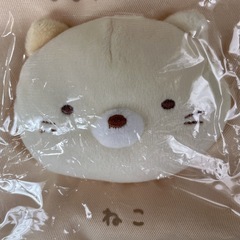 【新品未使用】すみっコぐらし ねこ ふわふわフェイス巾着袋　ポーチの画像