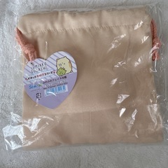 【新品未使用】すみっコぐらし ねこ ふわふわフェイス巾着袋　ポーチの画像
