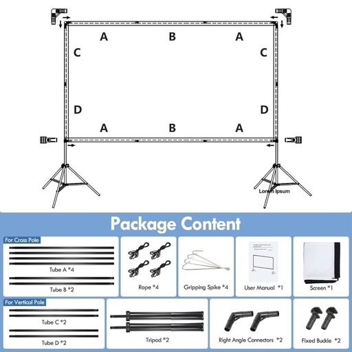 2024新登場 120インチ自立式＆屋内屋外兼用】VISULAPEX 工型スタンド
