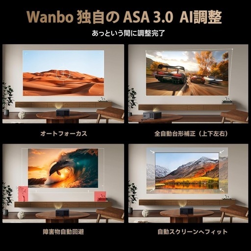 【1100ANSI・Google TV搭載】 Wanbo X5 Pro プロジェクター 超明るい 4K対応 フルHD 1.25:1投影