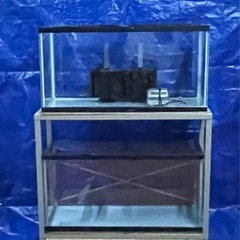 90cmガラス水槽×2　　ニッソー　スチールキャビネット 特大スポンジフィルター　ハイブローC-8000エアーポンプ　セット　　の画像