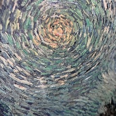 ゴッホ　夜のプロヴァンスの田舎道　複製画　6号　糸杉と星の見える道　ゴールド額縁　の画像