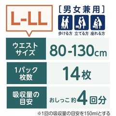 【新品】大人用紙オムツL〜LLパンツ型の画像