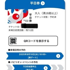 大阪万博　大人2枚　平日券　デジタルチケットの画像
