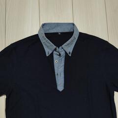 メンズ　ポロシャツ　紺色　Mサイズの画像