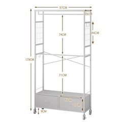 【新品未使用】ハンガーラック 2段 クローゼット 衣類ラック 収納 引き出し付き 大容量 の画像