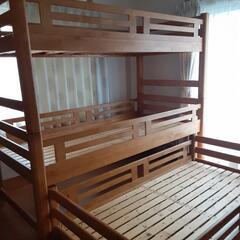 木製三段ベッド　梯子つきの画像