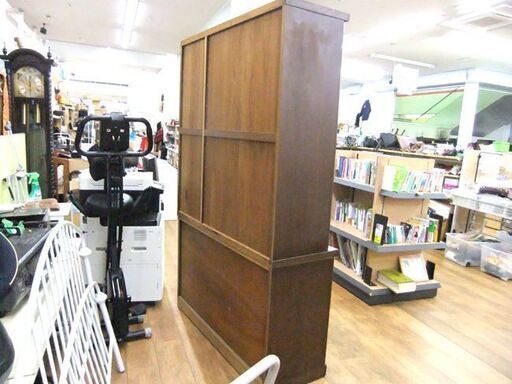食器棚 カップボード 幅124×奥行45.5×高さ194.5cm 3枚扉 ダークブラウン系 大型 キッチン収納 収納家具 札幌市厚別区 厚別店