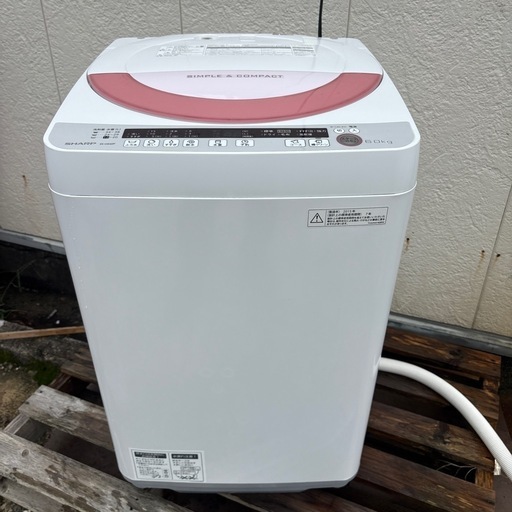 SHARP洗濯機 0488 SHARP シャープ 2015年製 全自動洗濯機 6.0kg ES-GE60P-P