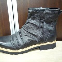 メンズ ブーツ メーカーブランド不明 ショートブーツ レザー調 ブラック サイズ40 約25cm 中古 苫小牧西店の画像