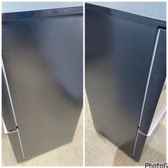 2019年製🌻シャープ SHARP 冷蔵庫 (幅48.0cm) 137L プラズマクラスター 両開き 2ドア (つけかえどっちもドア・ガラスドア) ピュアブラック SJ-GD14E-B(0806c)の画像