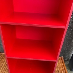3段ボックス　赤色の画像