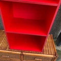 3段ボックス　赤色の画像