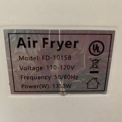 TAKEY AIR FRYER エアフライヤー FD-1015B スマートタッチ電気フライヤー ノンフライヤー カラー: ホワイト 美中古品の画像