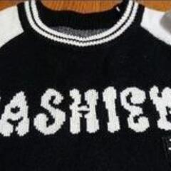 DASHIED ブラック/ホワイト ゆったりニットセーター ＸＬサイズの画像