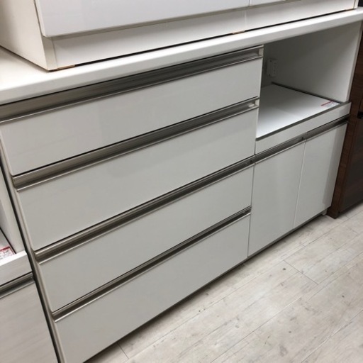 キッチンカウンター4段2枚扉ホワイト【トレファク堺福田店】