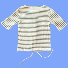 ショート丈 ストライプTシャツ  Sサイズの画像