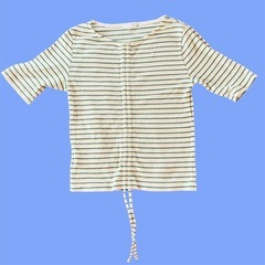 ショート丈 ストライプTシャツ  Sサイズの画像