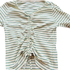 ショート丈 ストライプTシャツ  Sサイズの画像